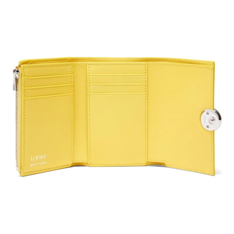 LOEWE Shiny Nappa Calfskin Wallet Small Size Women's Corn Yellow-3