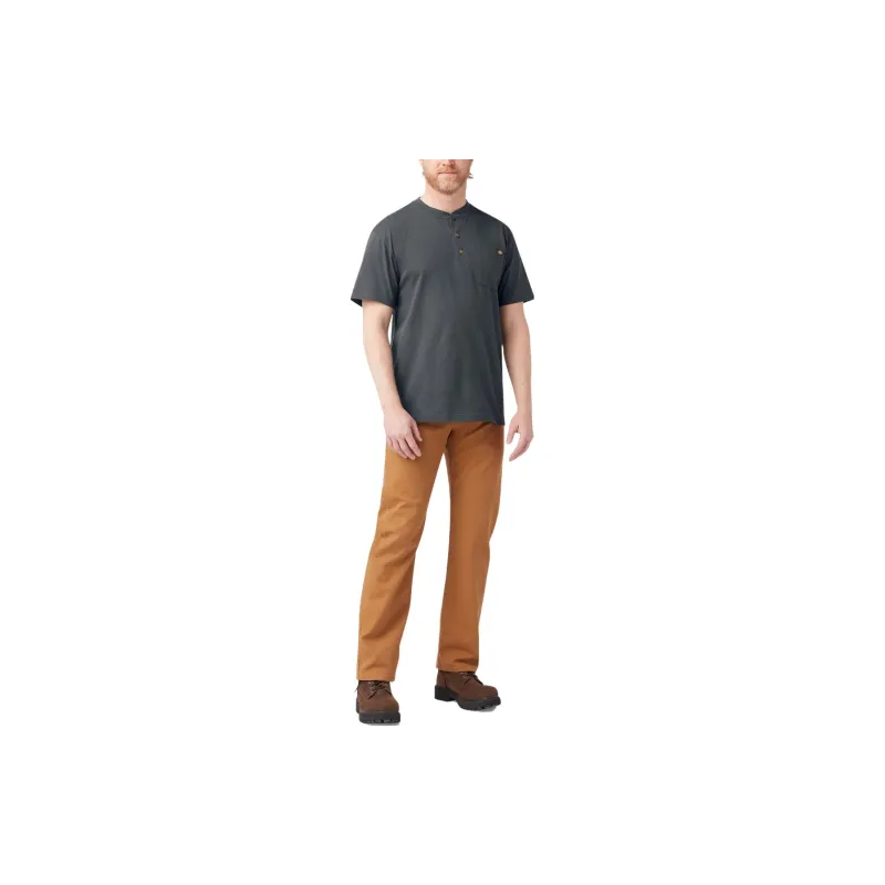 Dickies Heavyweight Short Sleeve Henley T-Shirt Men's Dark Gray-1