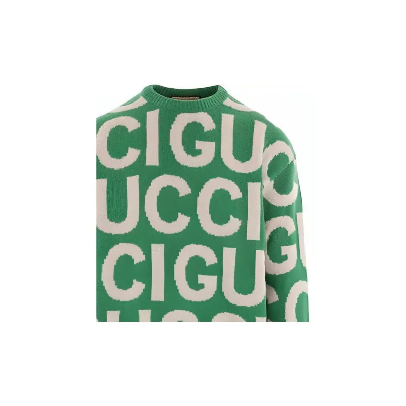 GUCCI All Over Logo Intarsia Knit Sweater-8