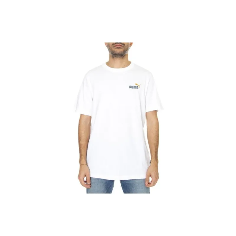PUMA ESS+ 2 COL SMALL LOGO TEE T-Shirt Men's White-5