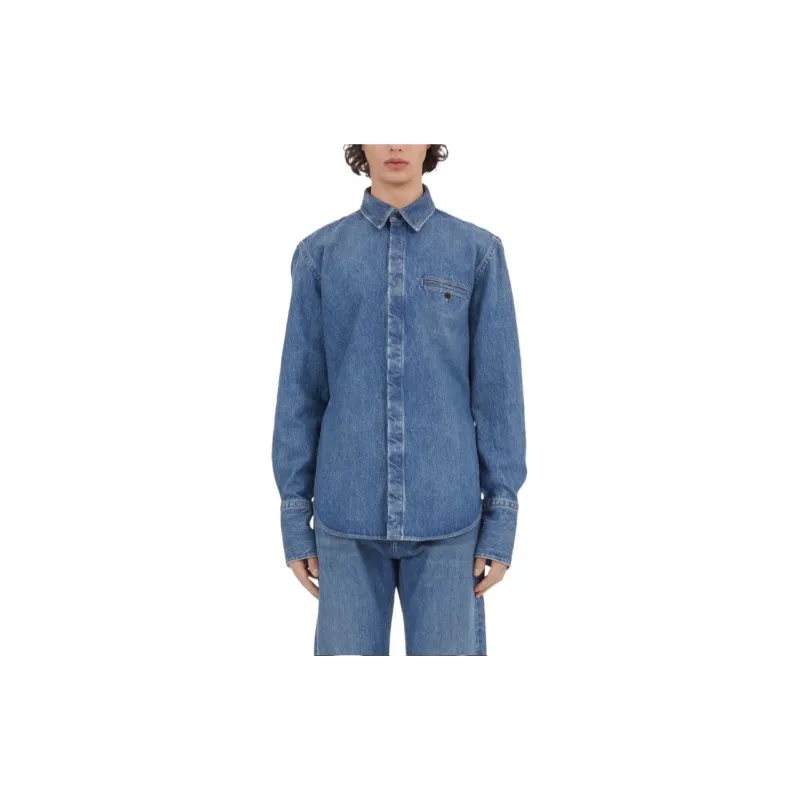 FERRAGAMO Long Sleeved Denim Shirt Denim Jacket Men's Blue-2