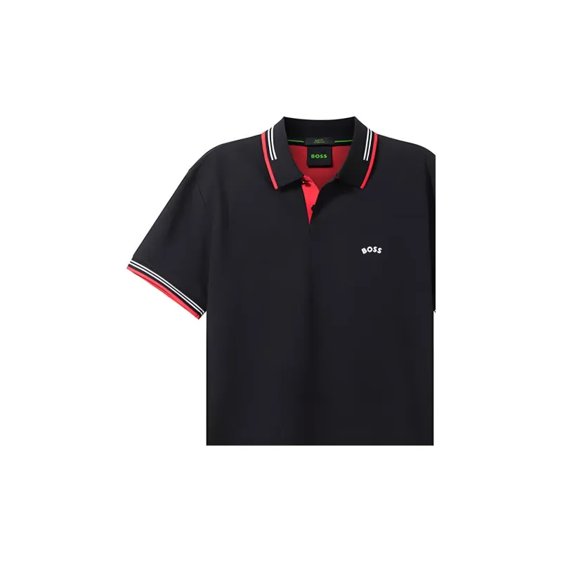 HUGO BOSS Short Sleeve Polo Shirts Men's Red Black-5