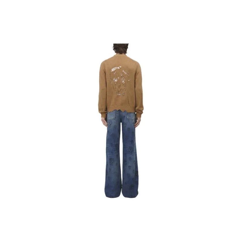 Alexander McQueen Distressed Skull V Neck Cardigan-2