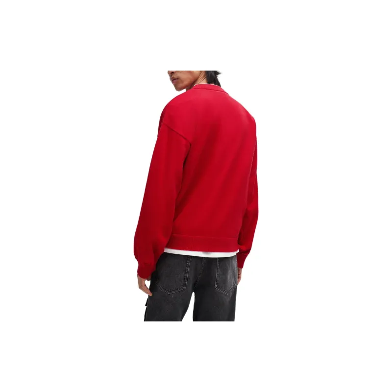HUGO BOSS Organic Cotton Sweater With Embroidered Logo Sweater Men's Red-1