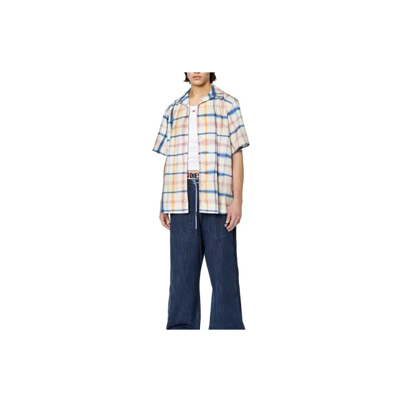 DIESEL Shirts Men White Blue-3