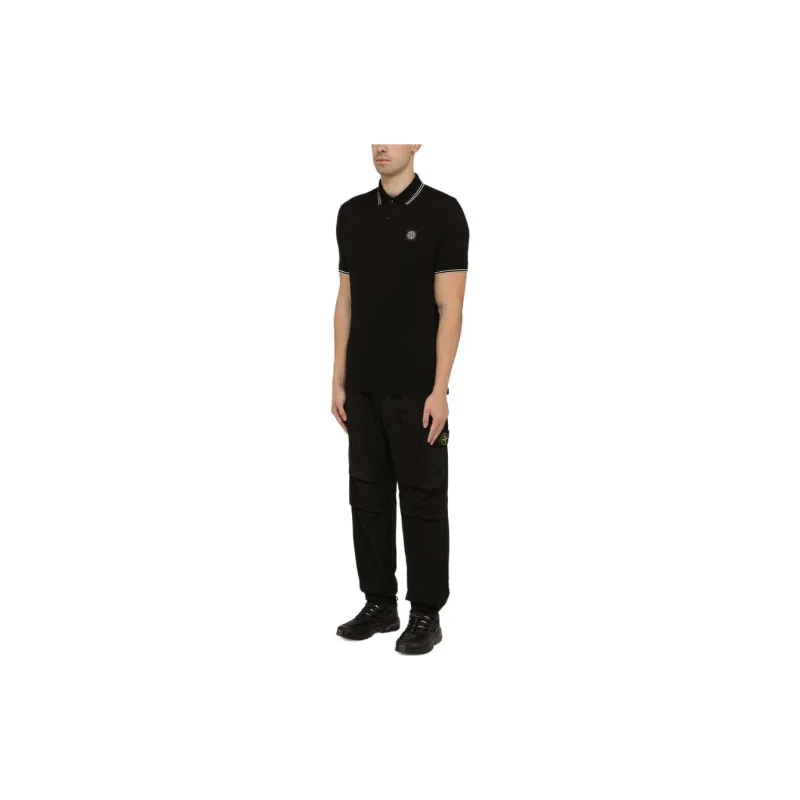 STONE ISLAND Logo Patch Short Sleeved Polo Shirt-3