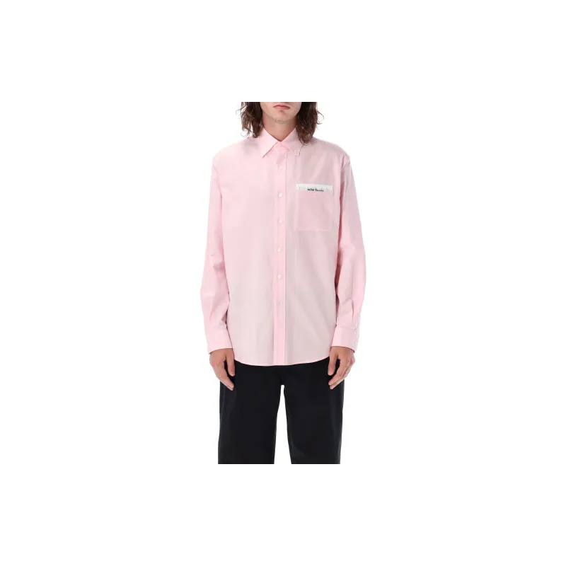 PALM ANGELS Logo Patch Long-Sleeved Shirt-1
