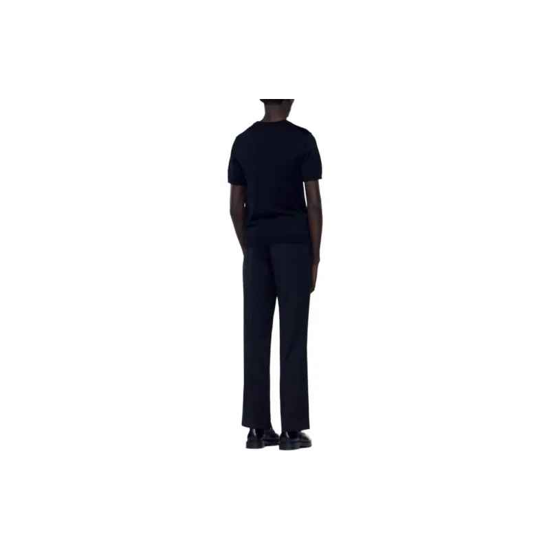 Sandro Knitted T shirt T Shirt Men's Black-2
