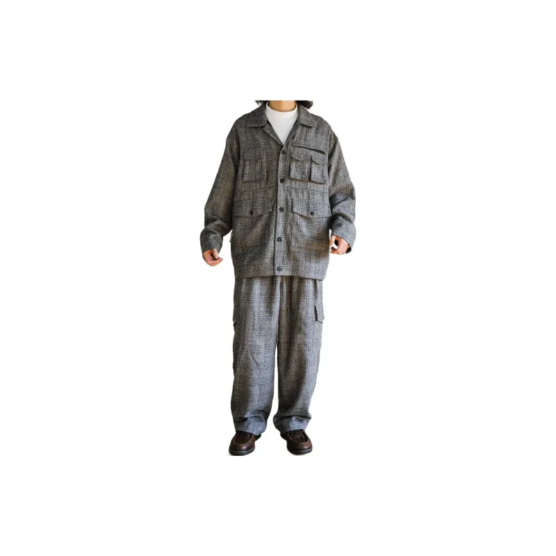 PUNCTILIOUS Casual Pants Unisex Gray Blue Plaid-2