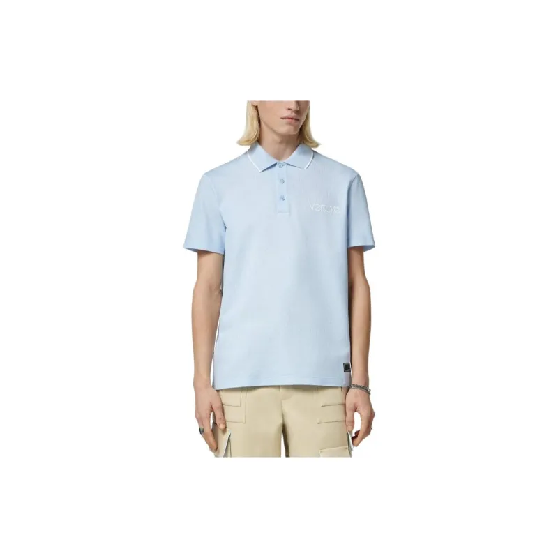 VERSACE Logo-embroidered Cotton Polo Shirt-2