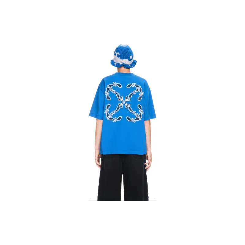 OFF WHITE Arrow Bandana embroidered Cotton T shirt-3