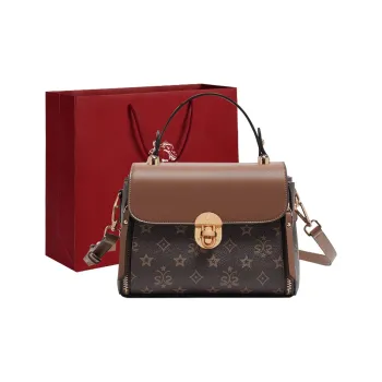 Old Man's Head PVC Patch PU Handbags Shoulder Bag Crossbody Bag Women's Coffee