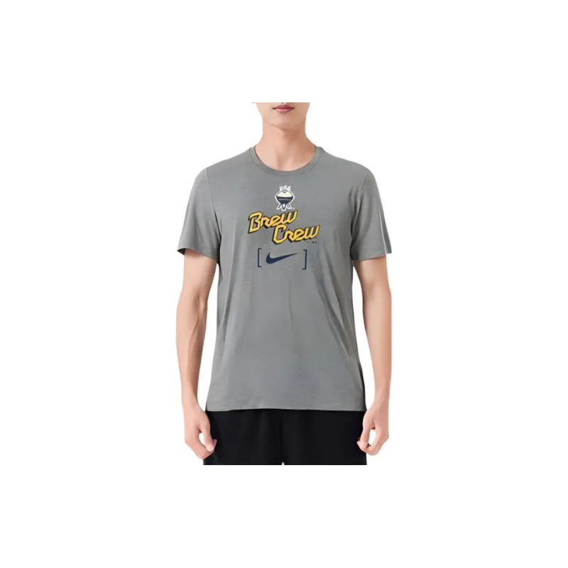 Nike x MLB T-Shirt Men's Gray Milwaukee Brewing Company Team-2