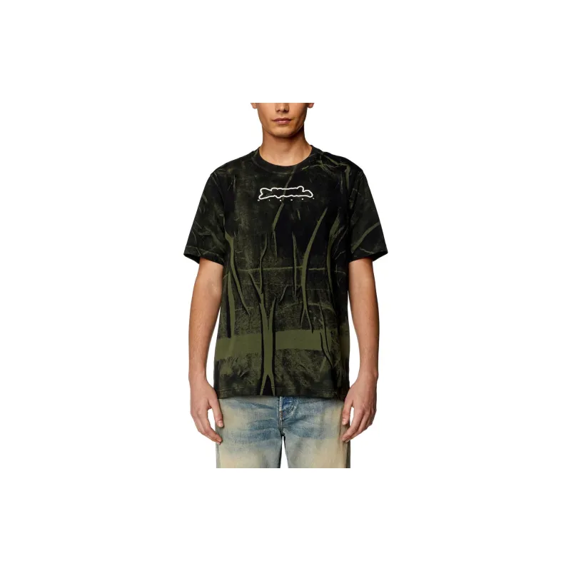 DIESEL SS24 Drop Shoulder Sleeve T Shirt Men's Dark Green-1