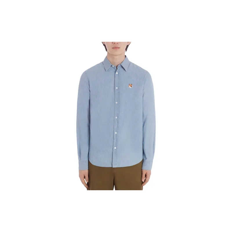 Maison Kitsune Fox Head Patch Denim Shirt-3