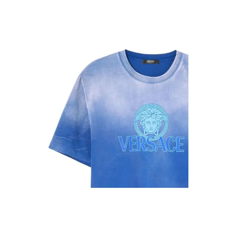 VERSACE Medusa Logo Gradient Printed Crewneck T Shirt-3