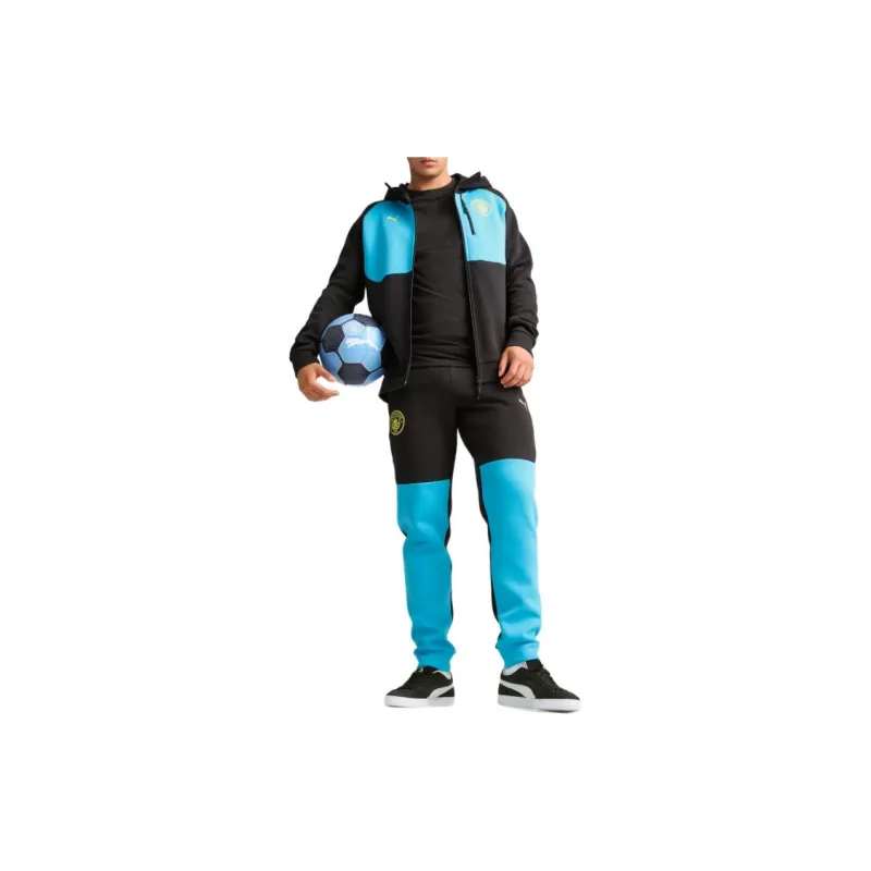 PUMA Manchester City Full-zip Hoodie Men Soccer Jerseys Men's Black Blue-4