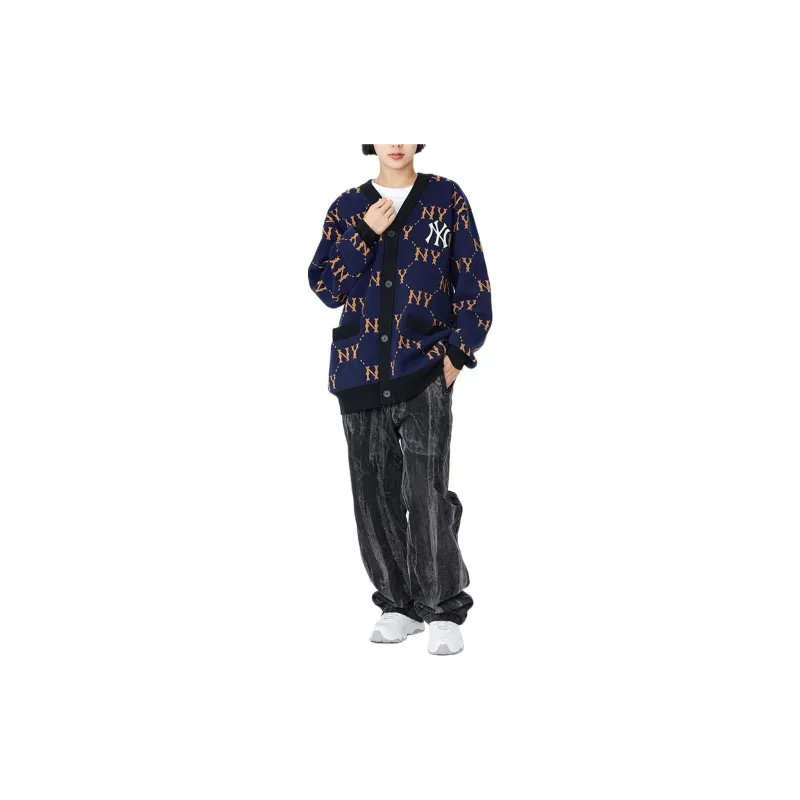 MLB Old Flower Sweaters Unisex Navy Blue-2