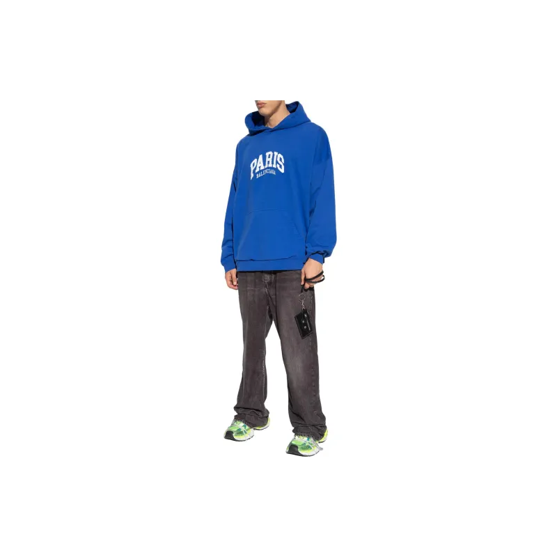 Balenciaga Paris Logo Embroidered Long Sleeved Hoodie-3