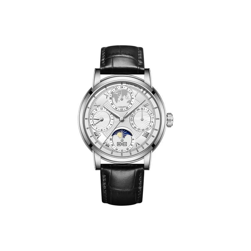 BEXEI Casual Watch Automatic Mechanical Movement Cow Leather Strap Watch Men's Watches White Dial-20