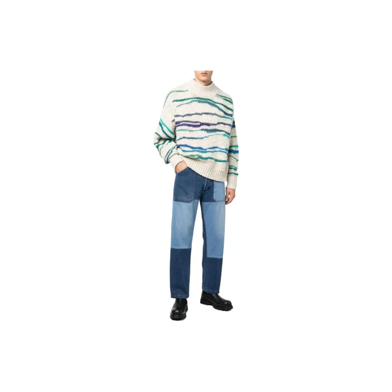 ETRO Patchwork Logo Embossed Straight Leg Jeans-1