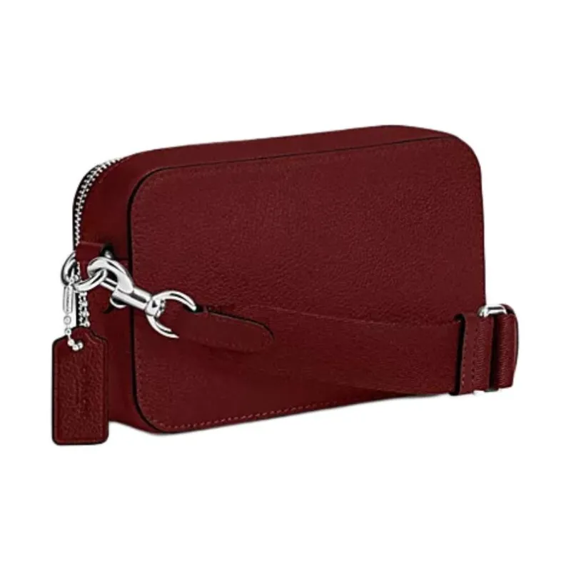 COACH Charter Polished Pebble Grain Leather Shoulder Bag, Crossbody Bag Men's Burgundy-1
