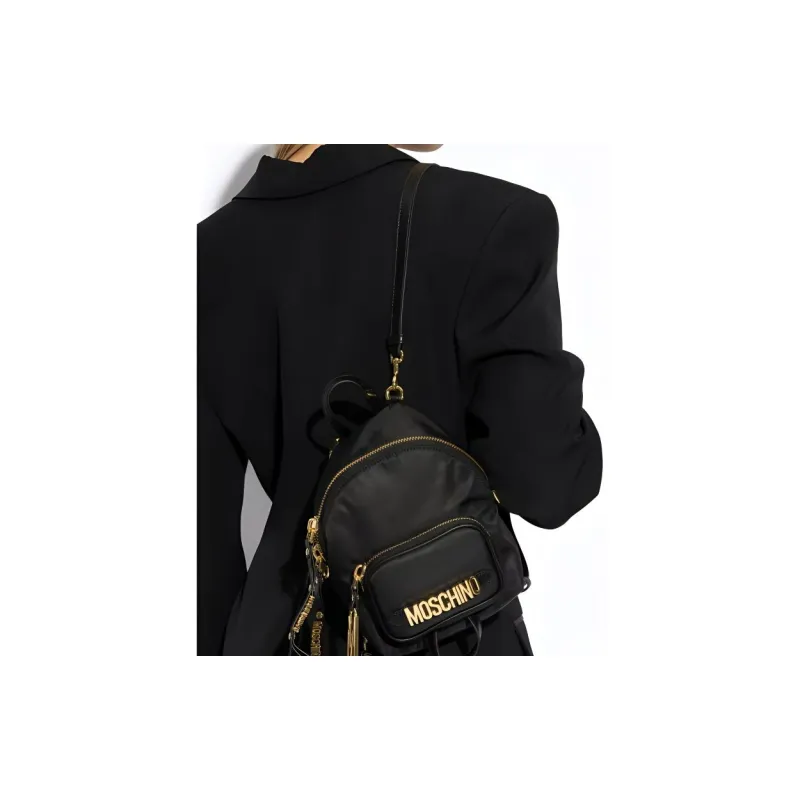 MOSCHINO Cotton Backpack Women's Black-4
