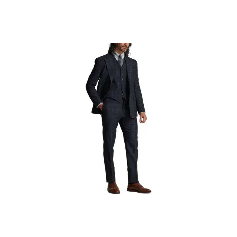Polo Ralph Lauren Slim Windowpane Linen-Blend Suit Trouser Casual Pants Men's Gray-4