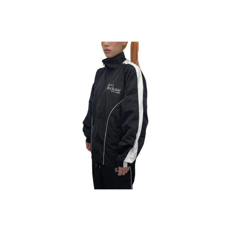 JOEGUSH My Cat Is Rockstar Nylon Track Jacket Jackets Coats Unisex Black-6