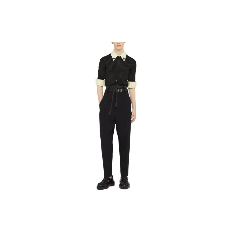 JIL SANDER Ribbed knit V neck T shirt-1