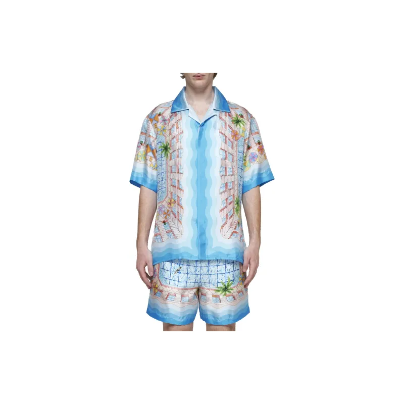 CASABLANCA Cuban Collar Short Sleeve Shirt-2