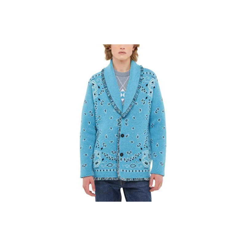 Alanui Bandana Jacquard Fringed Buttoned Cardigan-6