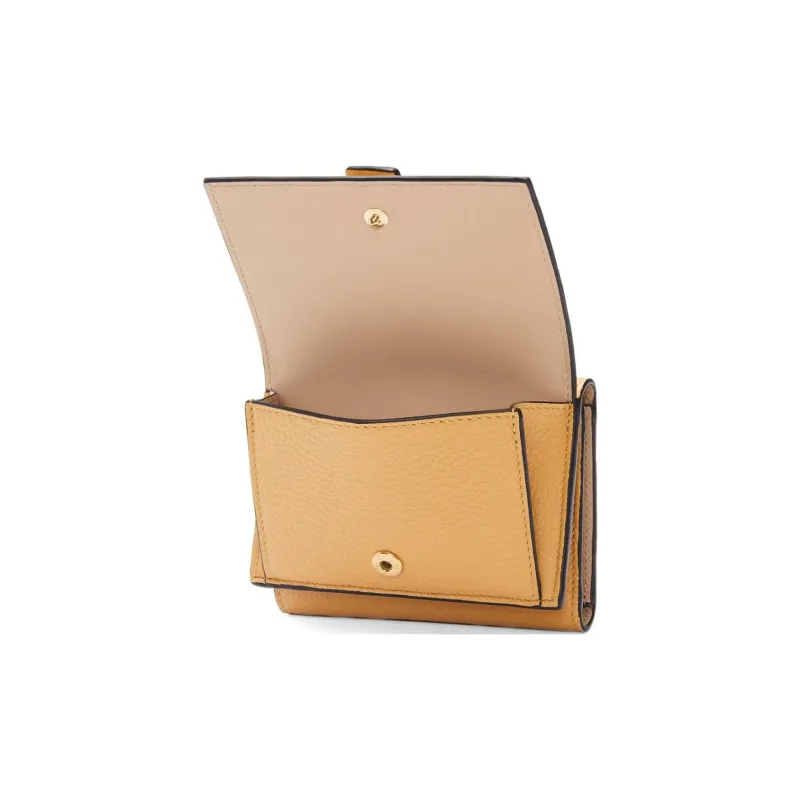 LOEWE Soft Grained Calfskin Wallet Women's Cookie & Deep Red-2