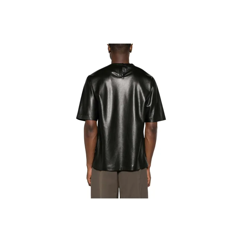 NANUSHKA Drop shoulder Faux leather T shirt-2