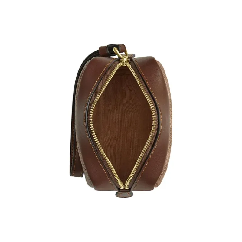 COACH Artificial Leather With Recycled Leather Wrist Bag Clutch Regular Women's Brown & Yellow & Brown-2