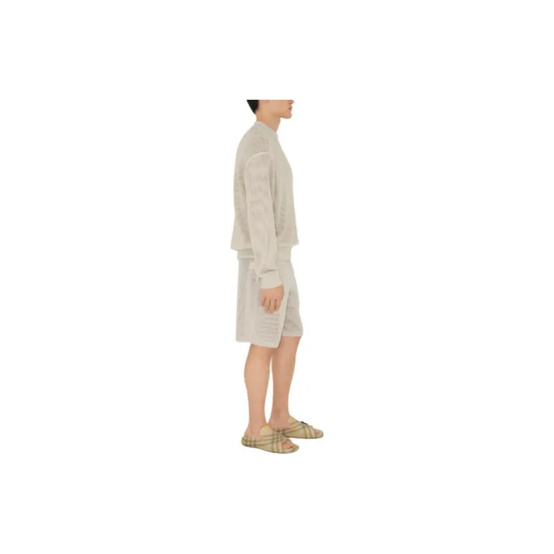 Burberry Logo Embroidered Drawstring Mesh Shorts-4