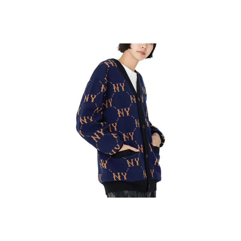 MLB Old Flower Sweaters Unisex Navy Blue-5