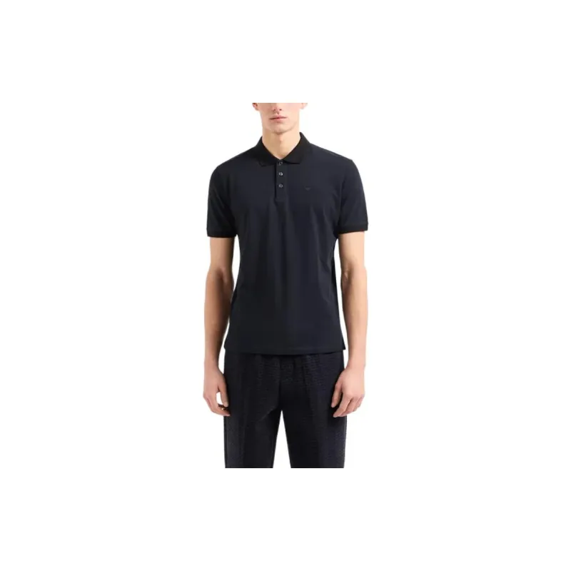 EMPORIO ARMANI Logo Embroidered Short Sleeved Polo Shirt-1