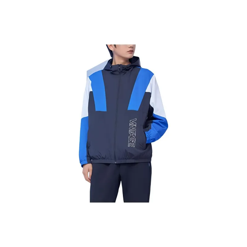 XTEP Jackets Coats Men's Jet Black/Phantom Blue/Pearl White-1