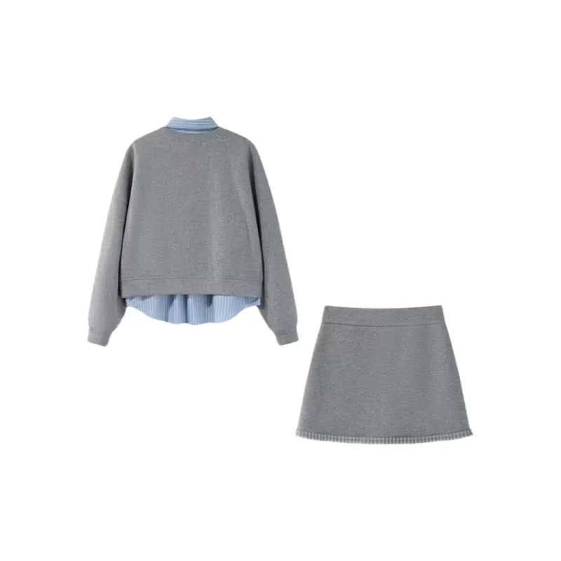 BEAUTIFUL CONFESSION Skirt Set Women's Gray-1