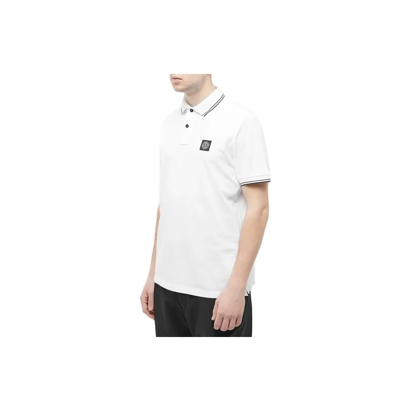 STONE ISLAND Logo Patch Short Sleeved Polo Shirt-3