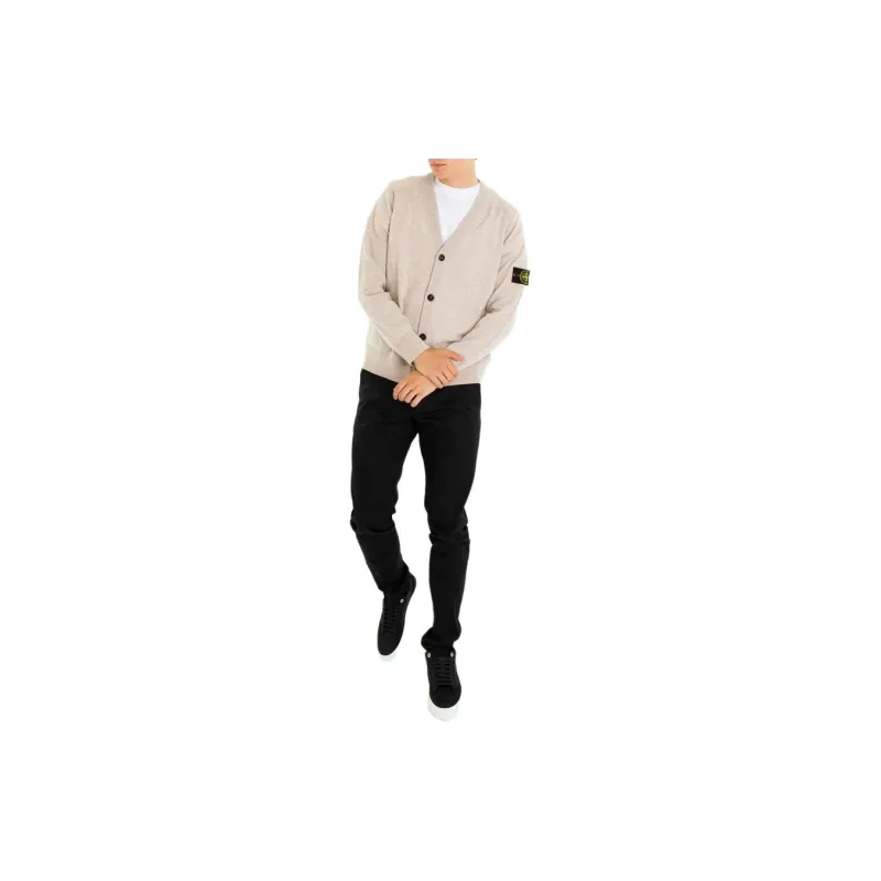 STONE ISLAND Compass Patch V-Neck Knitted Cardigan-2