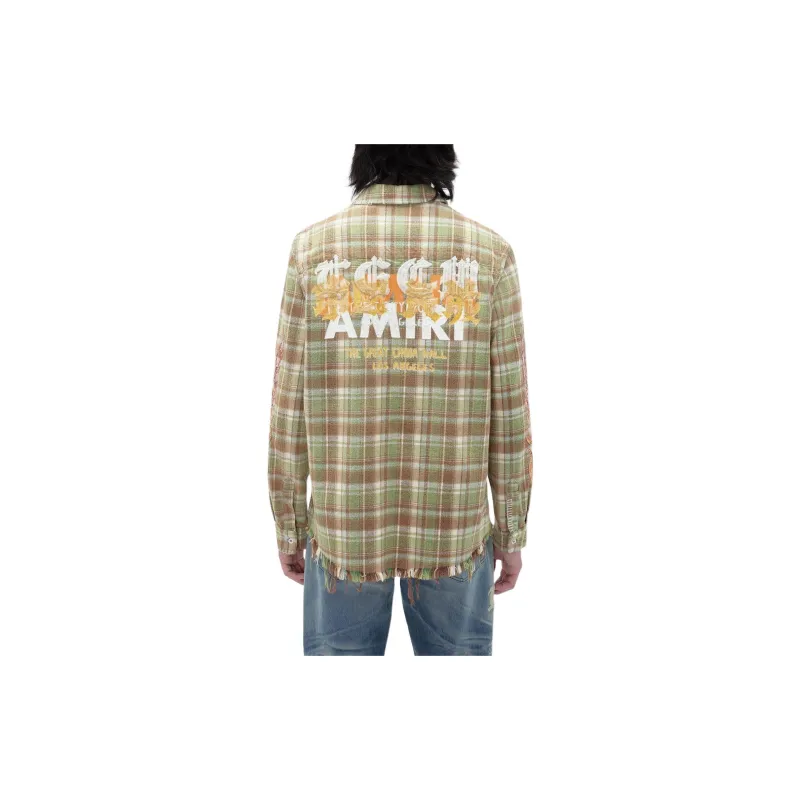 AMIRI Tgcw Eagle Flannel Shirt Men's Green-2