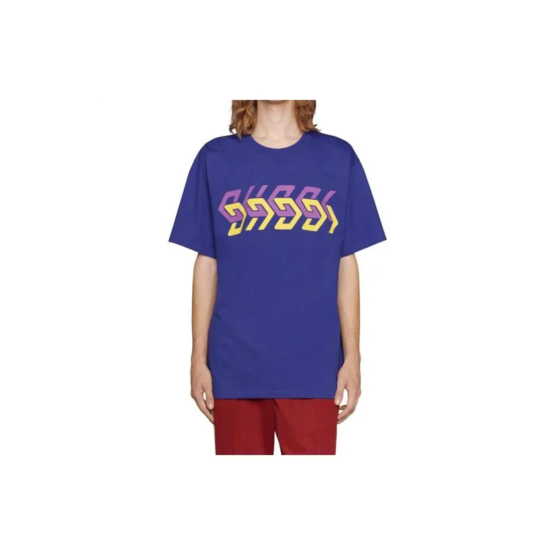 GUCCI Mirror Logo Print Short Sleeve T shirt-2