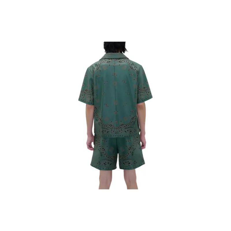 AMIRI Leather Bandana Short Sleeve Shirt-3