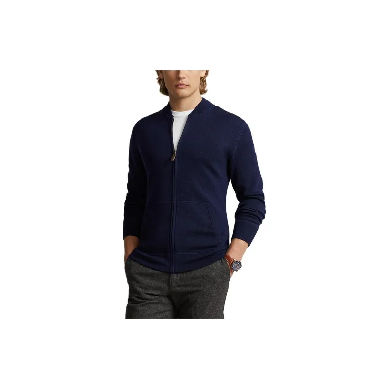 Polo Ralph Lauren Zip-up Felted Wool Navy Jumper-1
