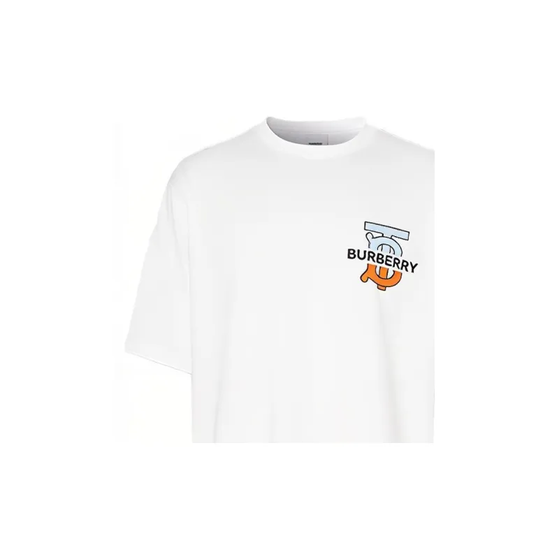 Burberry Drop Shoulder Sleeve T Shirt Men's White-4