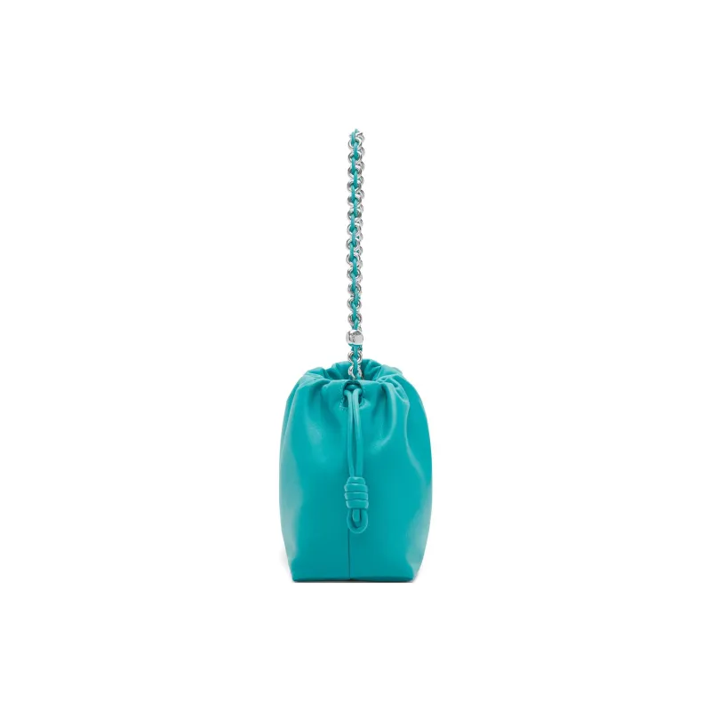 LOEWE Flamenco Soft Nappa Sheep Leather One Shoulder Crossbody Clutch Medium Size Women's Deep Turquoise-5