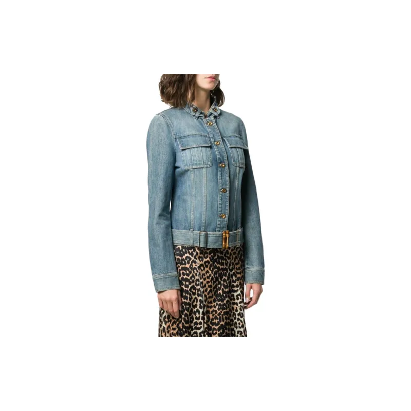 GUCCI Pre Owned Cropped Denim Jacket-3