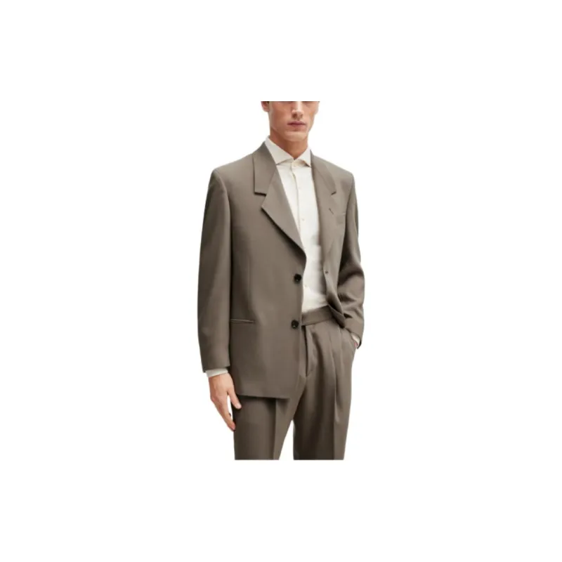 HUGO BOSS Regular-Fit Two-Piece Suit In Stretch Wool Business Suits Men's Beige-2